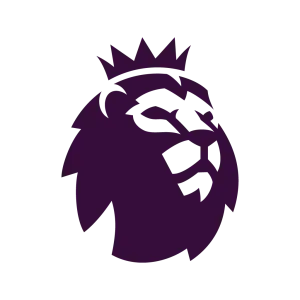 Cabeza de león púrpura con corona en perfil, inspiración para los mejores jerseys de futbol Premier League.