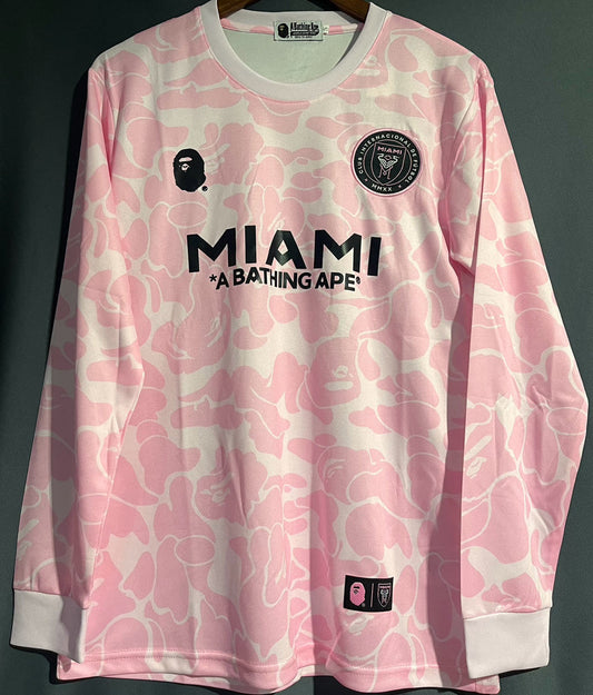 Jersey 2023/24 Inter Miami x APE Pink Especial Manga larga Versión Fan