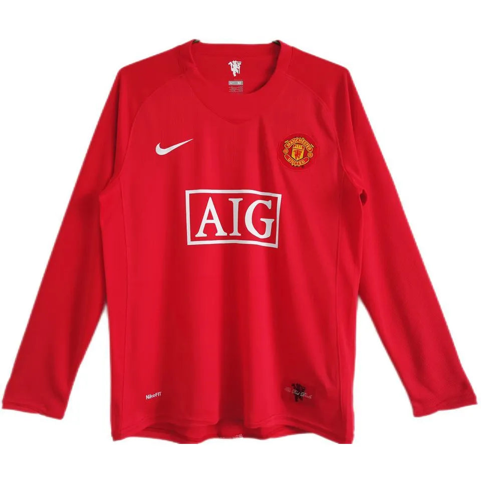 Jersey 2007/08 Manchester United Local Manga larga Retro